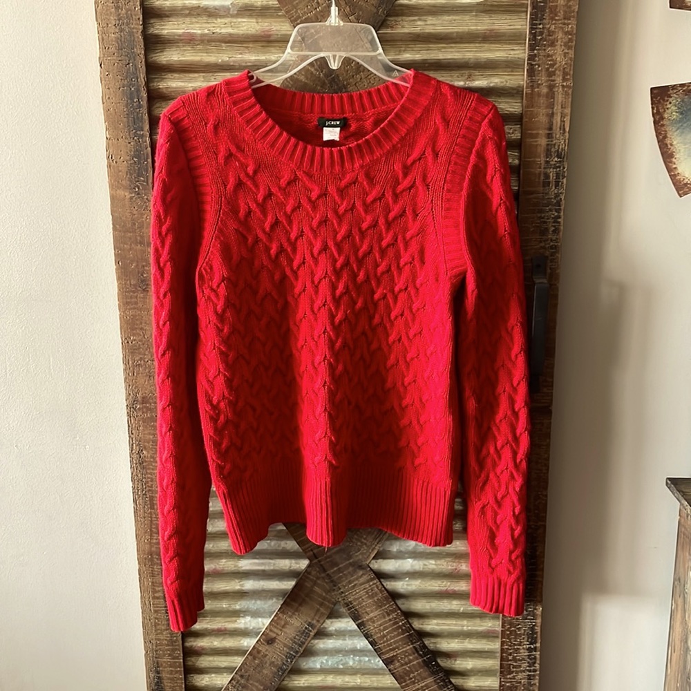 J Crew red sweater size medium